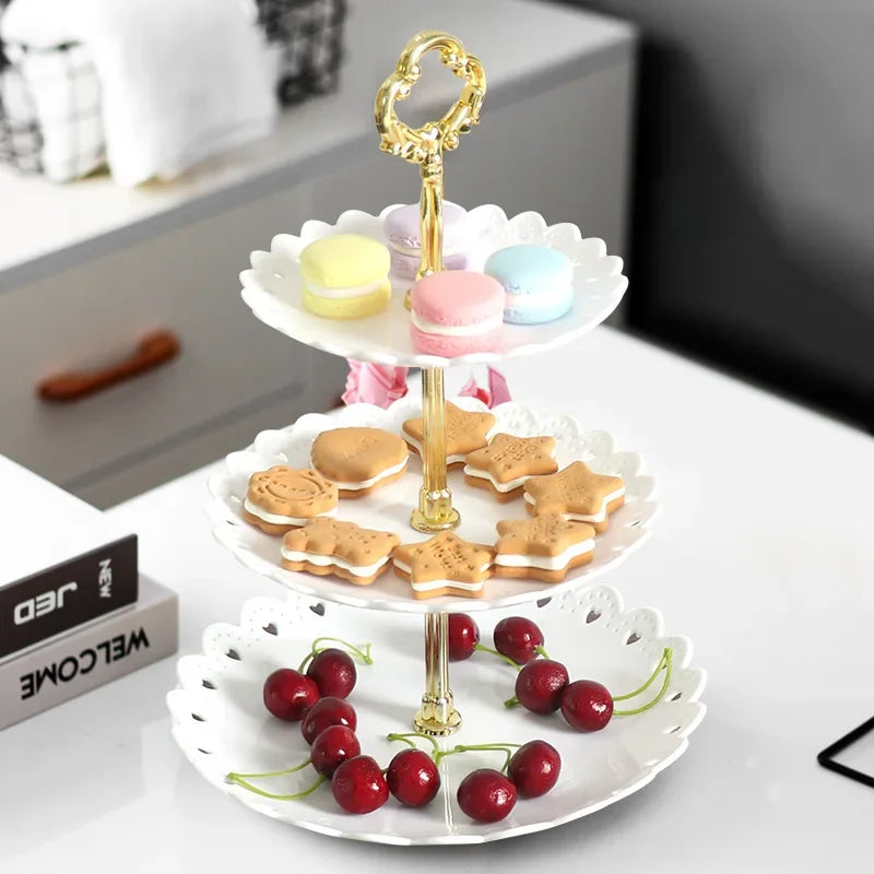 Soporte de 3 niveles para cupcakes, frutero, expositor de postres, aperitivos y dulces, torre para buffet, bandeja para pasteles y postres para fiestas de Navidad y bodas