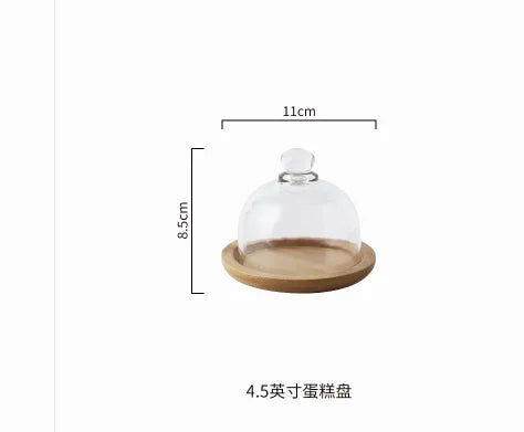 Présentoir à Gâteaux Bois Cloche Verre