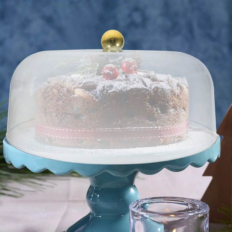 Cloche à Gâteau Dorée Transparente