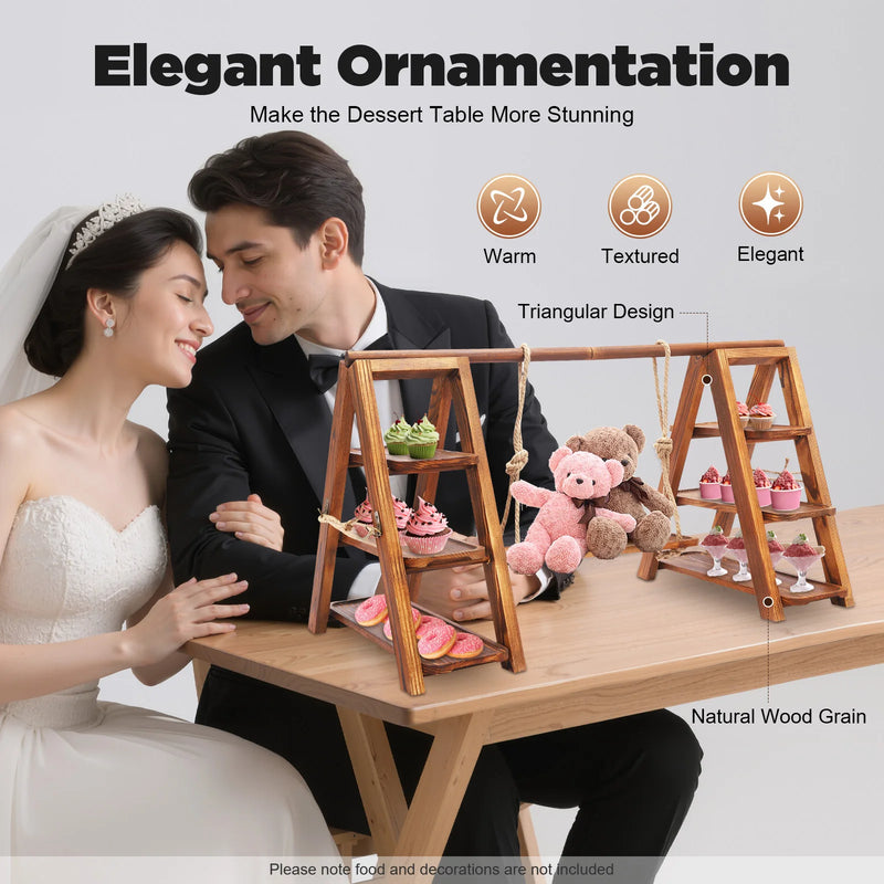Présentoir Gâteaux Bois 3 Étages Mariage
