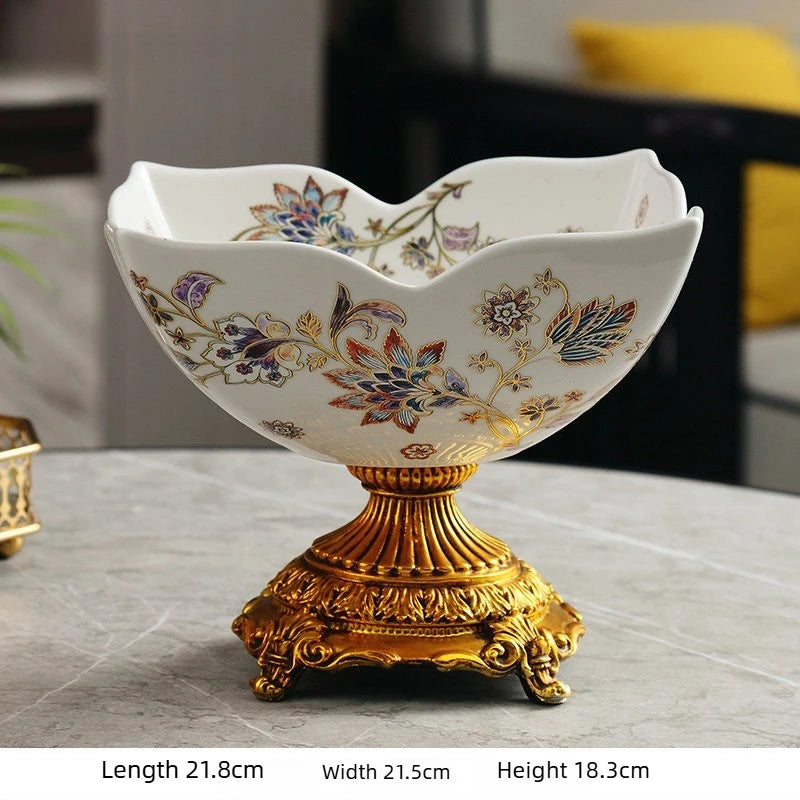 Coupe Fruits Céramique Chinoise Pied Haut