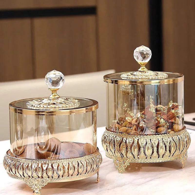 Bocal à Bonbons Verre Doré Luxe