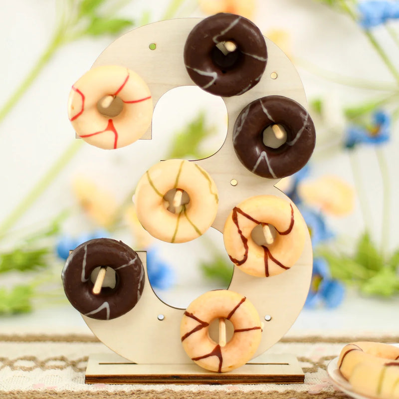Présentoir Donuts Bois Chiffre Mariage