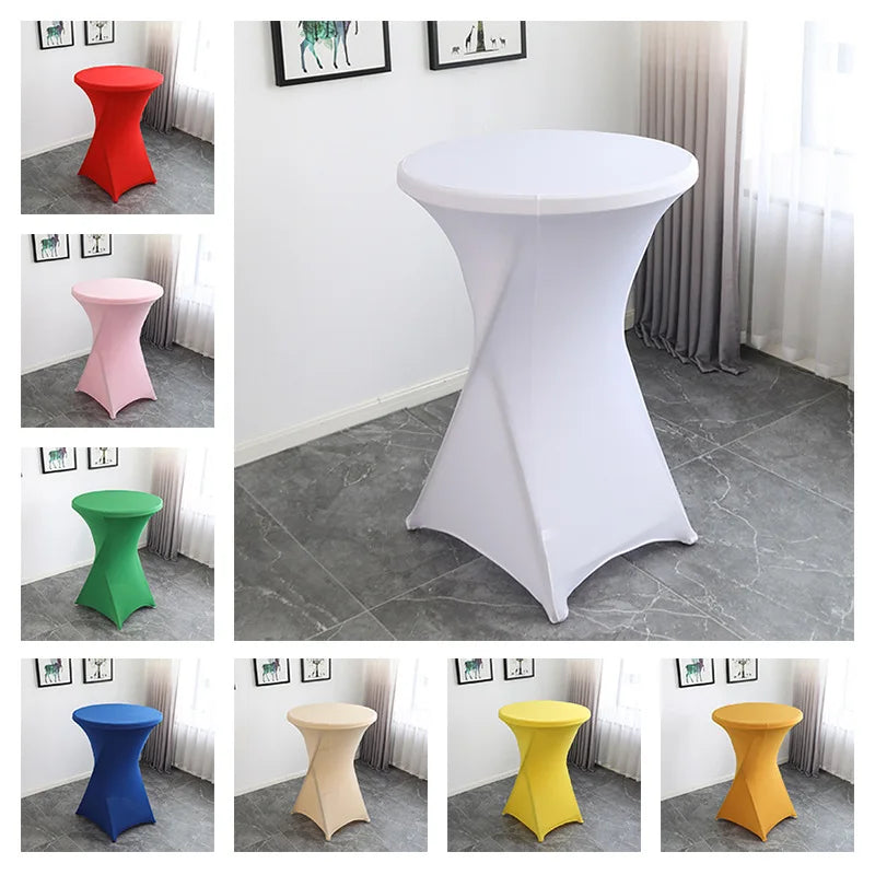 Mantel elástico para decoración de bodas, funda para mesa de cóctel, licra elástica, mesa alta, hotel, fiesta de cumpleaños, varios colores