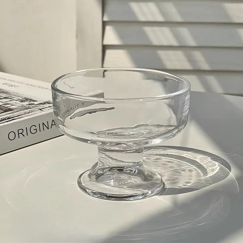 1 unidad Bol de postre estilo Ins, copa de cristal de alta estética con pie alto, cuenco para helado, pudin, fruta o yogur para el hogar
