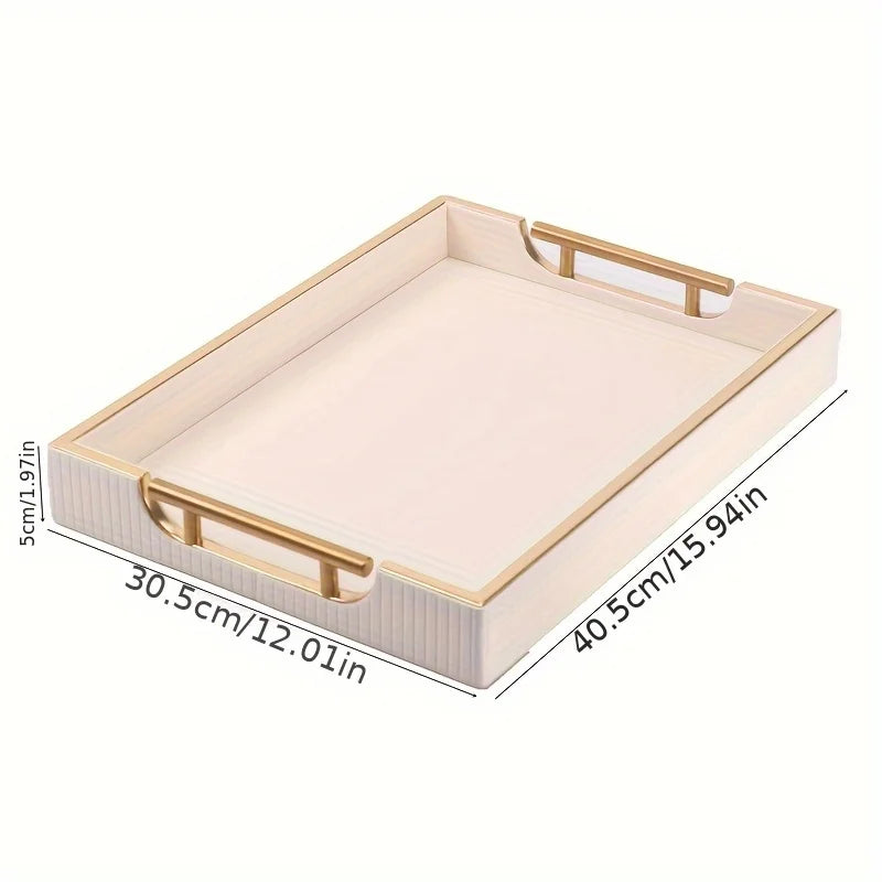 Plateau Bois Cuir Décoratif