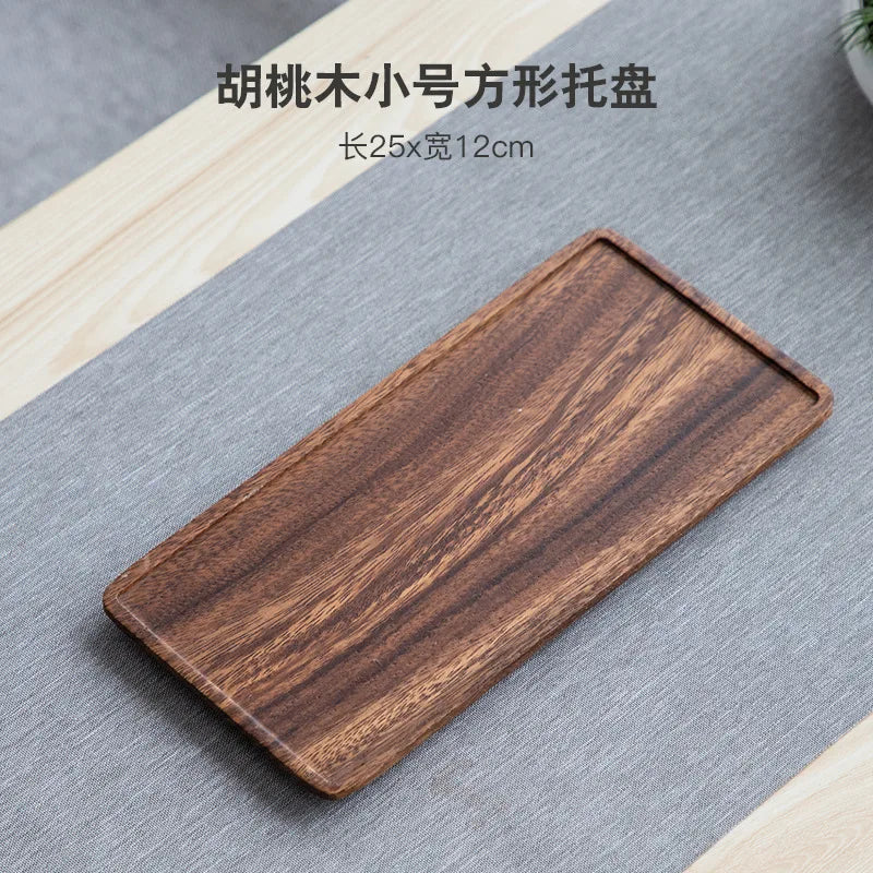 Bandeja rectangular de madera de nogal, bandeja para té de burbujas, bandeja para pasteles, pan, desayuno, aperitivos, artículos de hotel, bandeja de té para restaurante