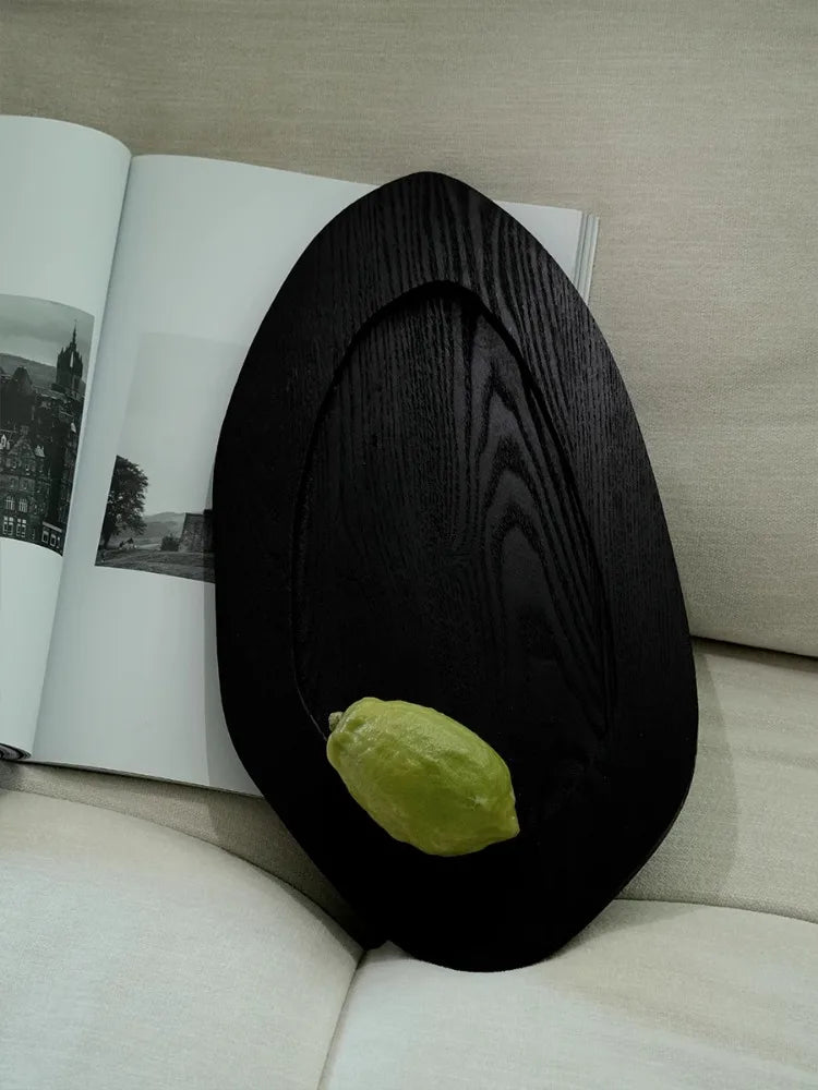 Bandeja de madera maciza estilo Wabi-Sabi Ahunderjiaz, bandeja vintage irregular para frutas y postres, decoración del hogar, accesorios de fotografía