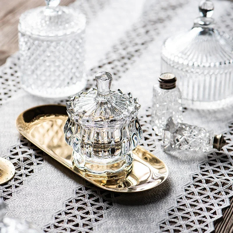 Copa de cristal para dulces, estilo europeo creativo con tapa, tarro para dulces, bandeja, cubo para dulces, tarro de almacenamiento, decoración creativa para sala de estar