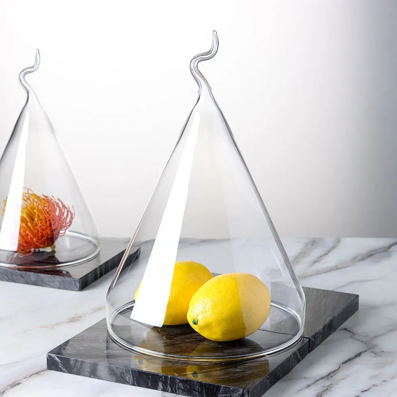 Tapa de cristal moderna y creativa para pasteles, cubierta de cristal para postres, pan, frutas y cocina, bandeja de degustación para exposición en pastelería