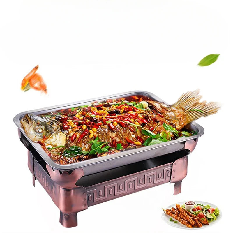 Chauffe-Plat de Table Rectangulaire Inox à Alcool