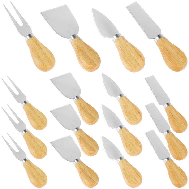 Juego de 16 cuchillos para queso, cortador y esparcidor de mantequilla de acero inoxidable, cortador de queso portátil, tenedor para queso para fiestas, bodas y Navidad
