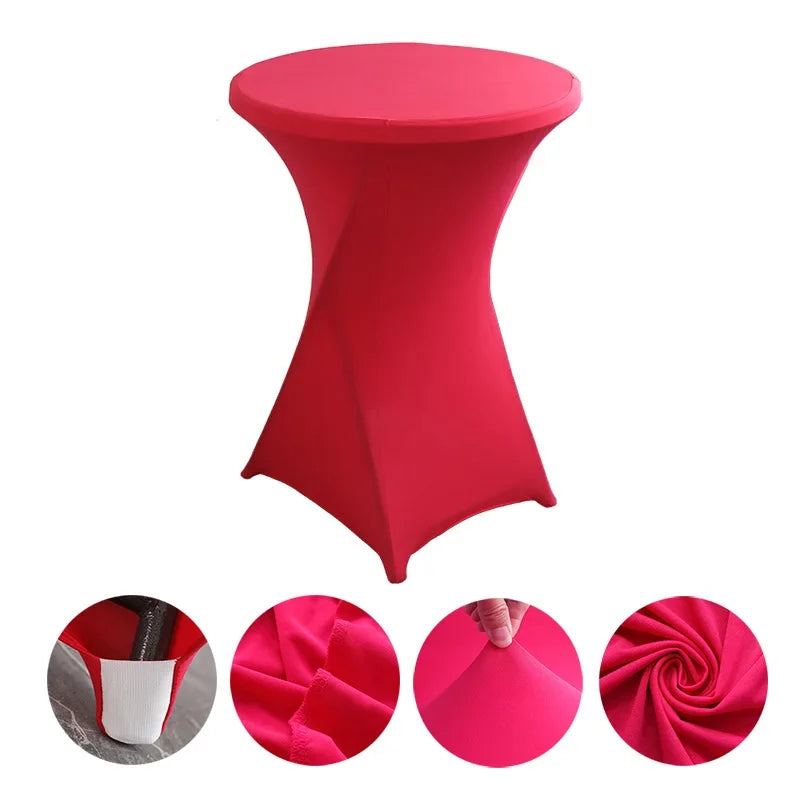 Mantel elástico para decoración de bodas, funda para mesa de cóctel, licra elástica, mesa alta, hotel, fiesta de cumpleaños, varios colores