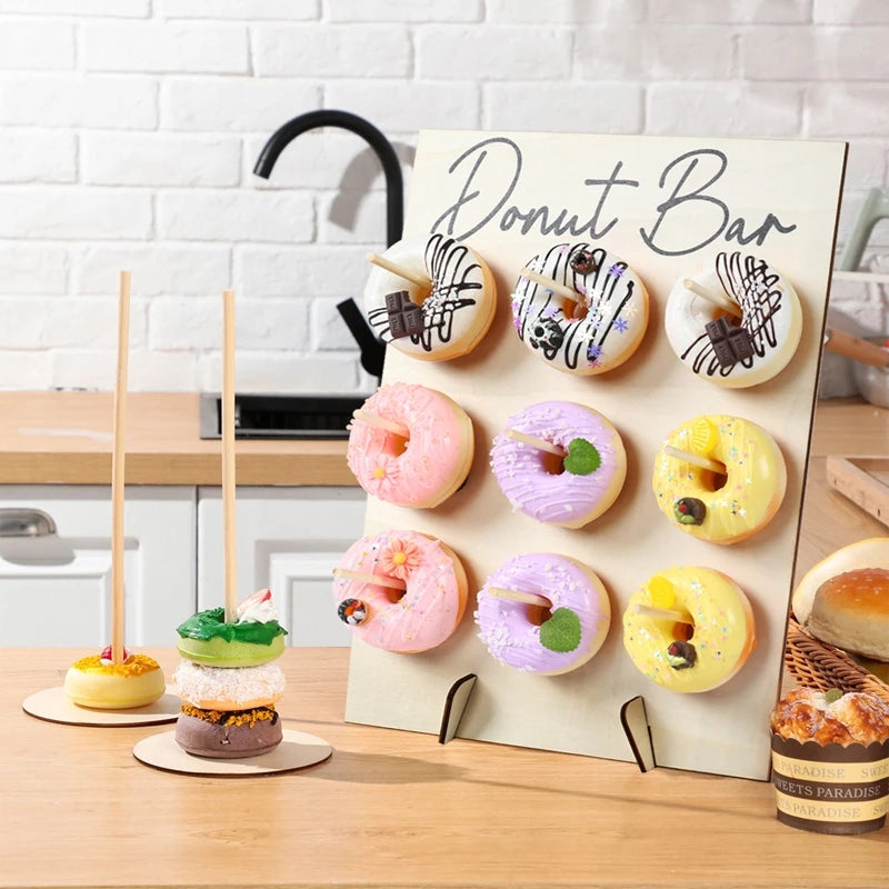 Chariot Présentoir Donuts Bois Mariage