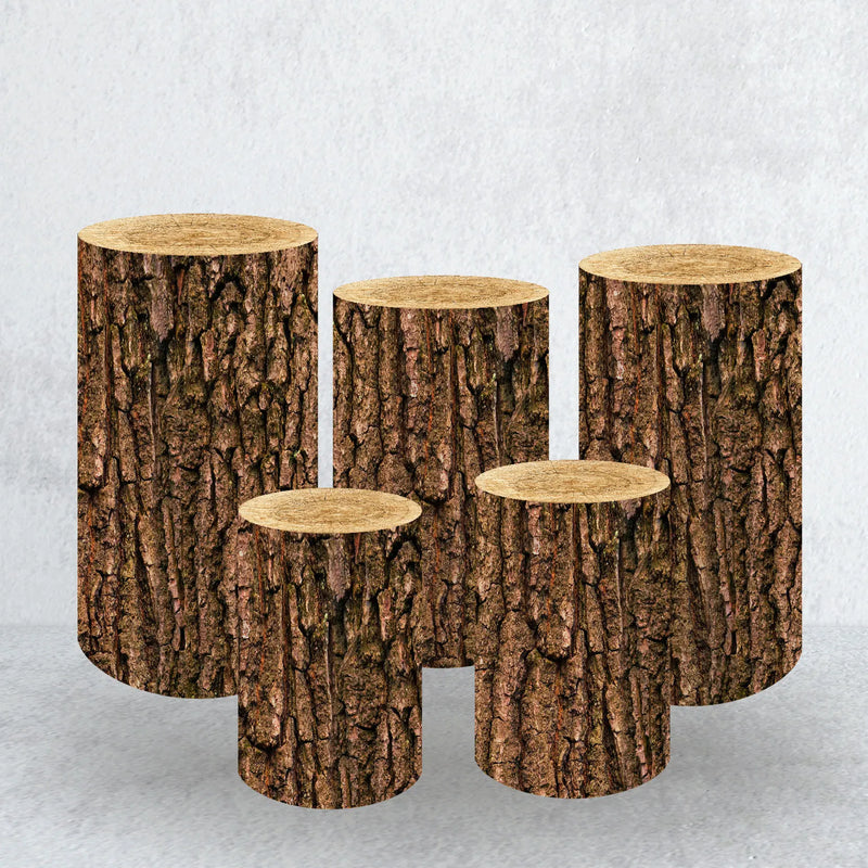 Fundas cilíndricas con veta de madera, fundas para mesa de postres y pasteles, artículos para fiestas de cumpleaños de recién nacidos, decoración de fondo para baby shower