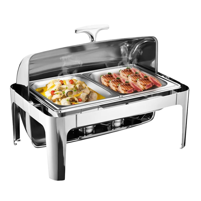 Chauffe-Plat Roll Top Inox Grande Capacité Buffet