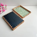 Plateau Rotin Coquillage Naturel Artisanal