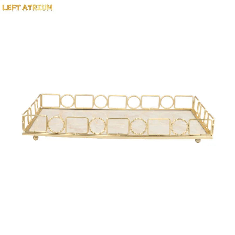 Plateau Marbre Métal Buffet
