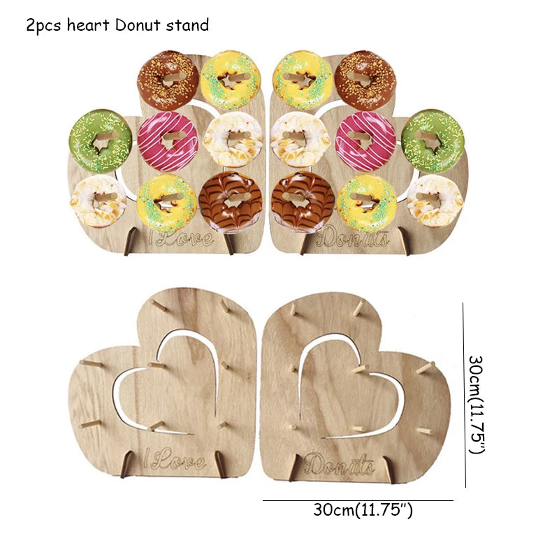 Présentoir Mural Donuts Cœur Bois