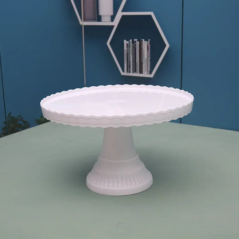 Présentoir Gâteau Plastique Blanc Élégant