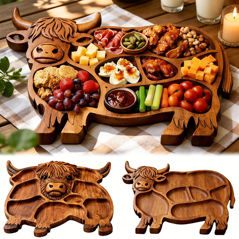 Planche Apéritive Bois Vache Highland Compartiments