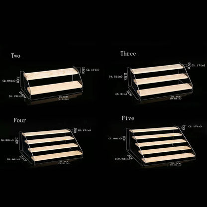 Présentoir Étagé Bois Acrylique Buffet Multi-Niveaux