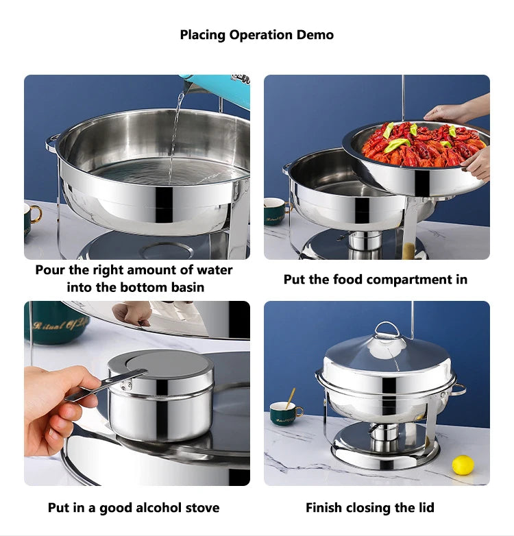 Chauffe-Plat Rond Inox 9 L Lot de 2