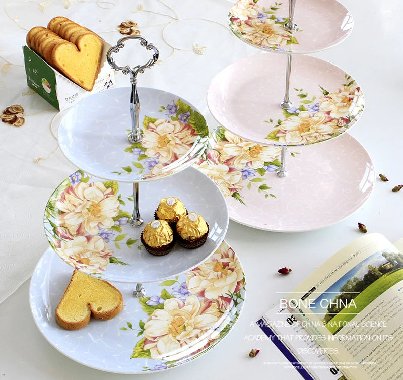 Présentoir Gâteau Porcelaine Floral
