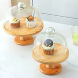 Présentoir Gâteau Bois Cloche Verre
