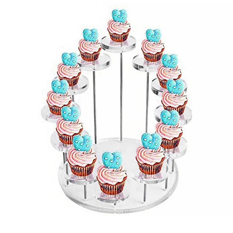 ABUN-Set de 4 soportes redondos de acrílico para cupcakes-Soporte premium para cupcakes, expositor de cupcakes, soporte para postres, bandeja para repostería