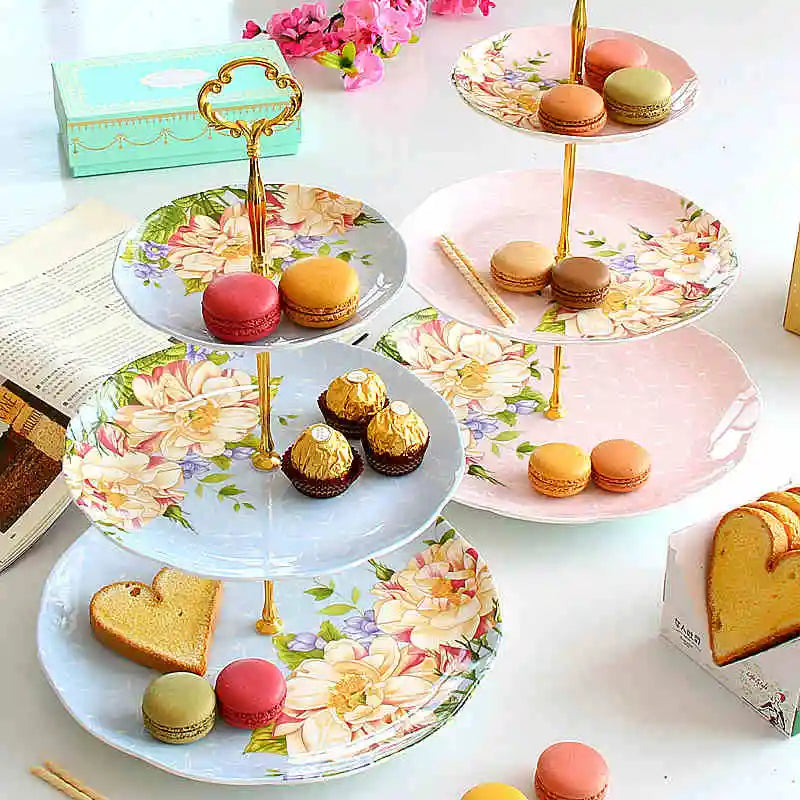 Présentoir Gâteau Porcelaine Floral