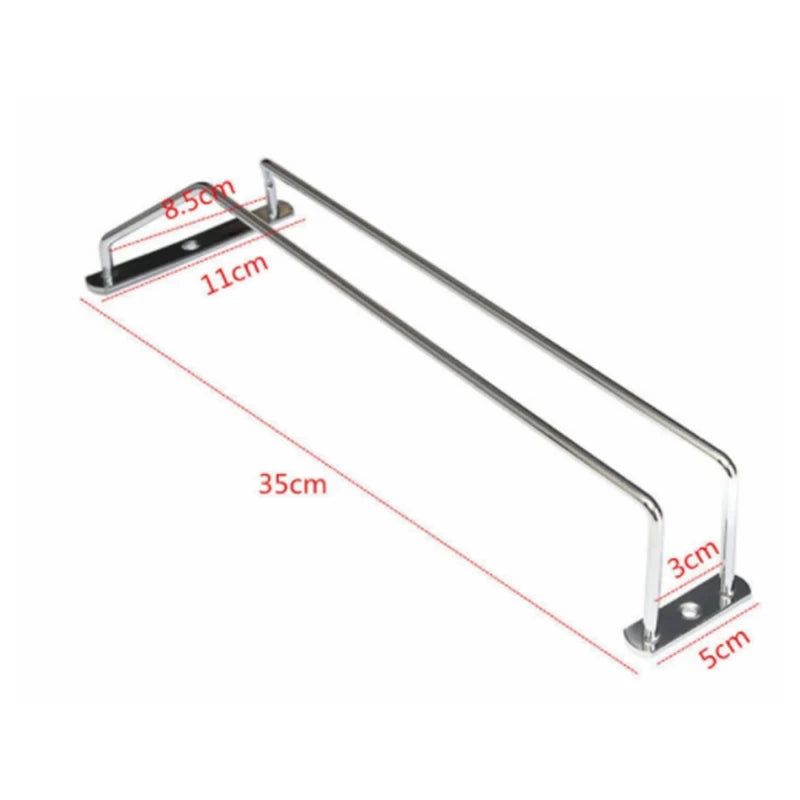 Botellero de 27/35/55 cm, soporte para copas, estante colgante para barra, soporte para copas de vino de acero inoxidable, soporte para rollos de papel