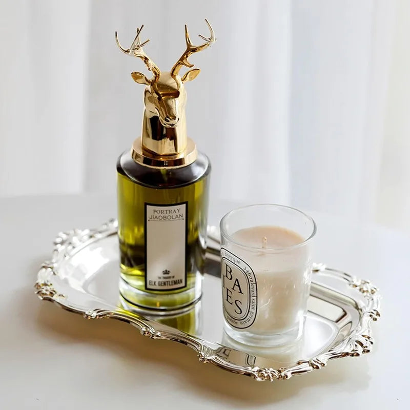 Bandeja de servicio vintage de plata, multifuncional para té, postres o joyas, ideal para bodas y fiestas