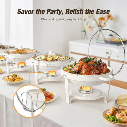 Chauffe-Plat Blanc 5QT Couvercle Verre Buffet Pro
