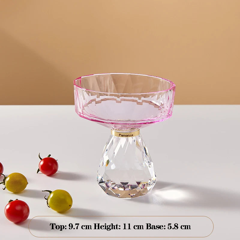 Plato de fruta de cristal transparente, bandeja con pedestal de lujo ligero para aperitivos y postres, bandeja de almacenamiento para entrada, plato decorativo para el hogar