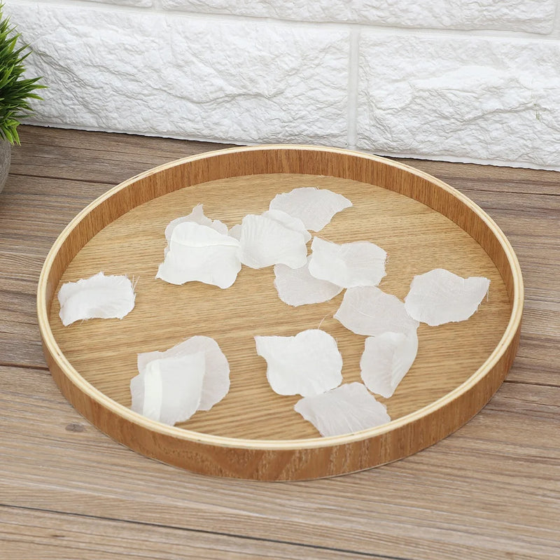 Bandeja de servicio de madera para té, frutas, dulces, comida, decoración del hogar, vajilla redonda, ensalada, plato de postre, accesorios de cocina