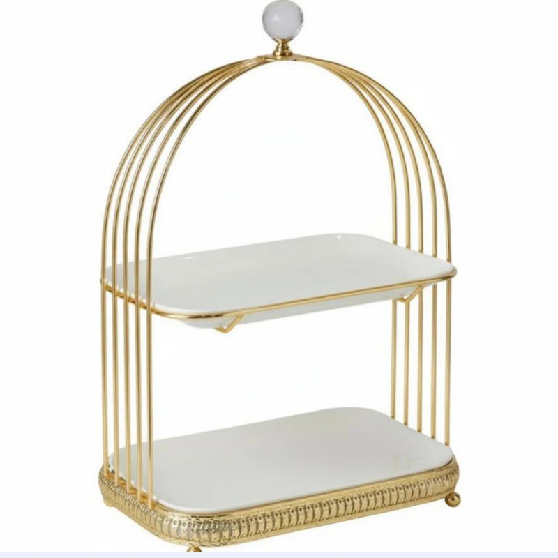 Présentoir Gâteau Céramique Doré – équipement professionnel pour traiteur