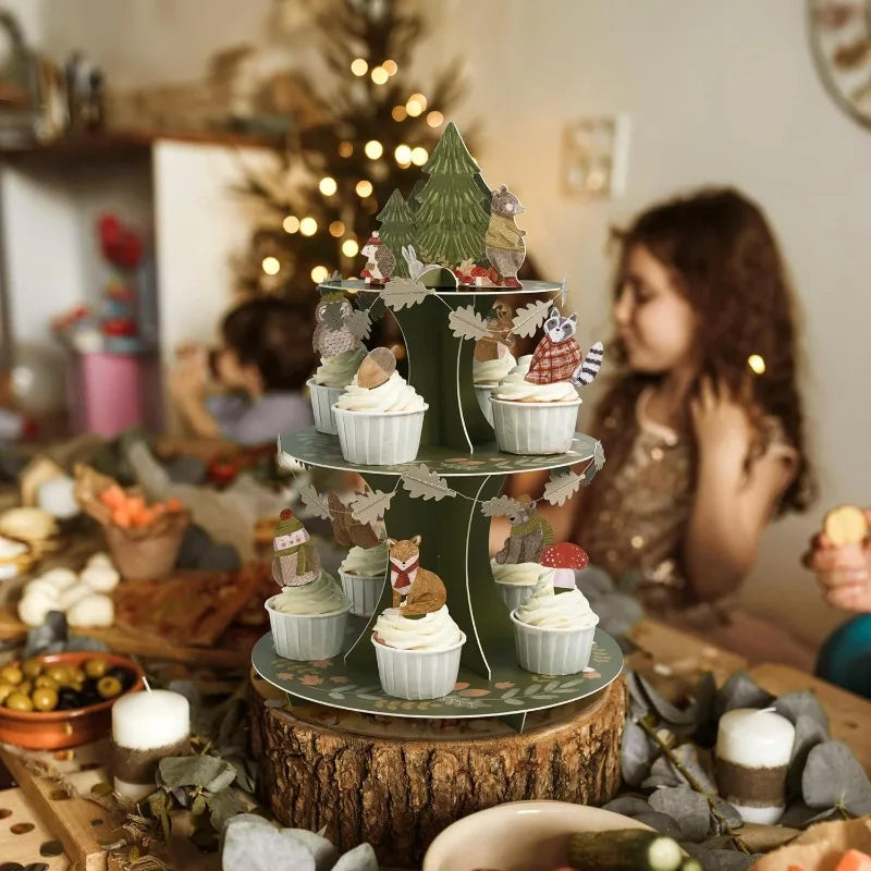 Présentoir Cupcakes Animaux Forêt Fête
