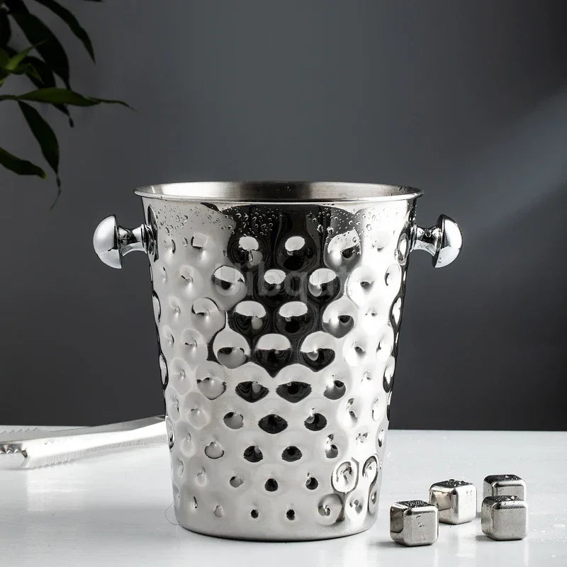 Seau à Glace Inox Martelé Champagne