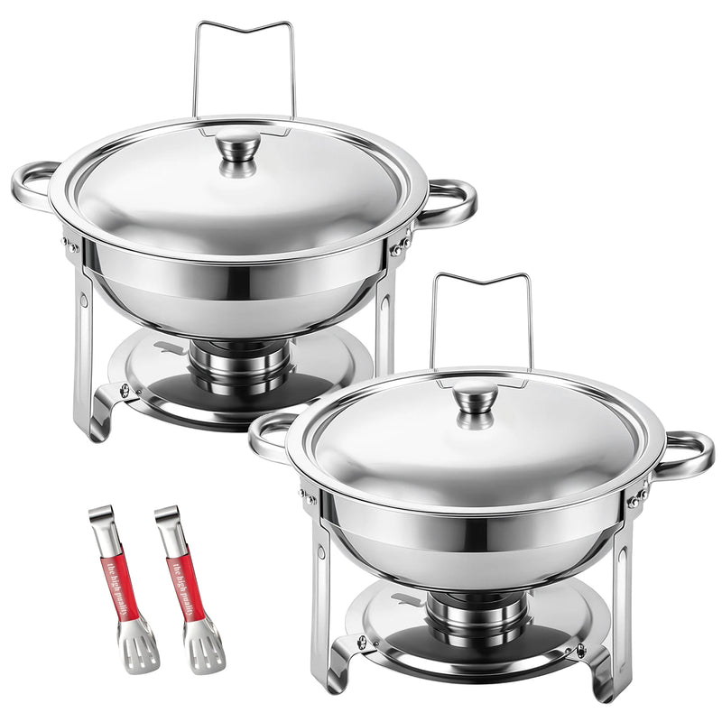 Chauffe-Plat Rond Inox 4,5 L Lot avec Pinces