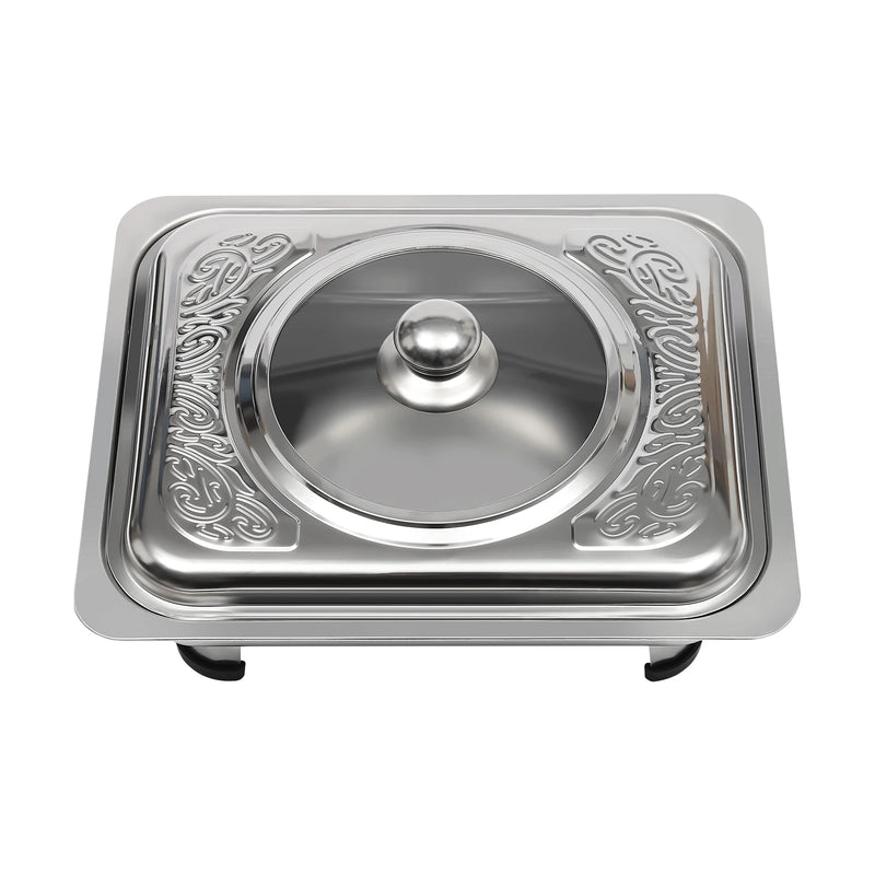 Lot de 4 Plats de Service Buffet Inox – présentoir buffet – gros plan sur la matière