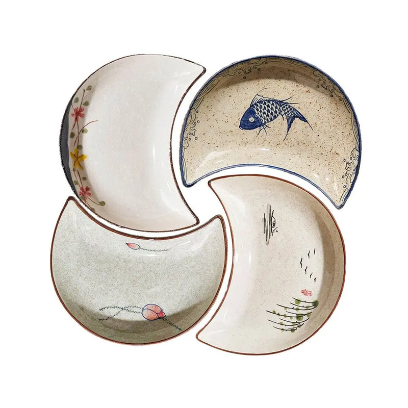 Lot 4 Plateaux Céramique Lune