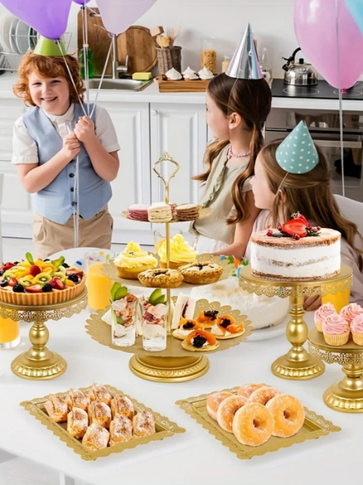 Présentoir à Gâteaux Doré 6 Pièces