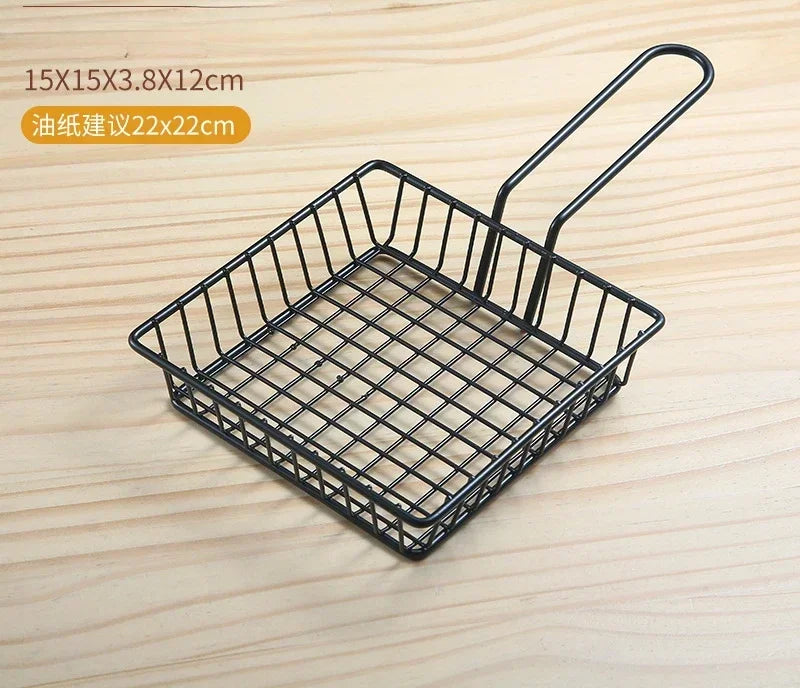 Cesta para patatas fritas, cubo para aperitivos, cesta para pollo frito, cesta de almacenamiento para patatas, cesta para freír alimentos, colador de aceite, recipiente de vajilla creativo