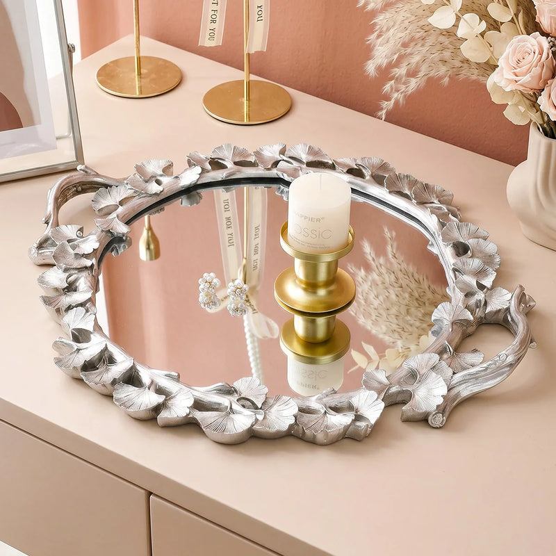 Plateau Miroir Ginkgo Décoratif Mariage