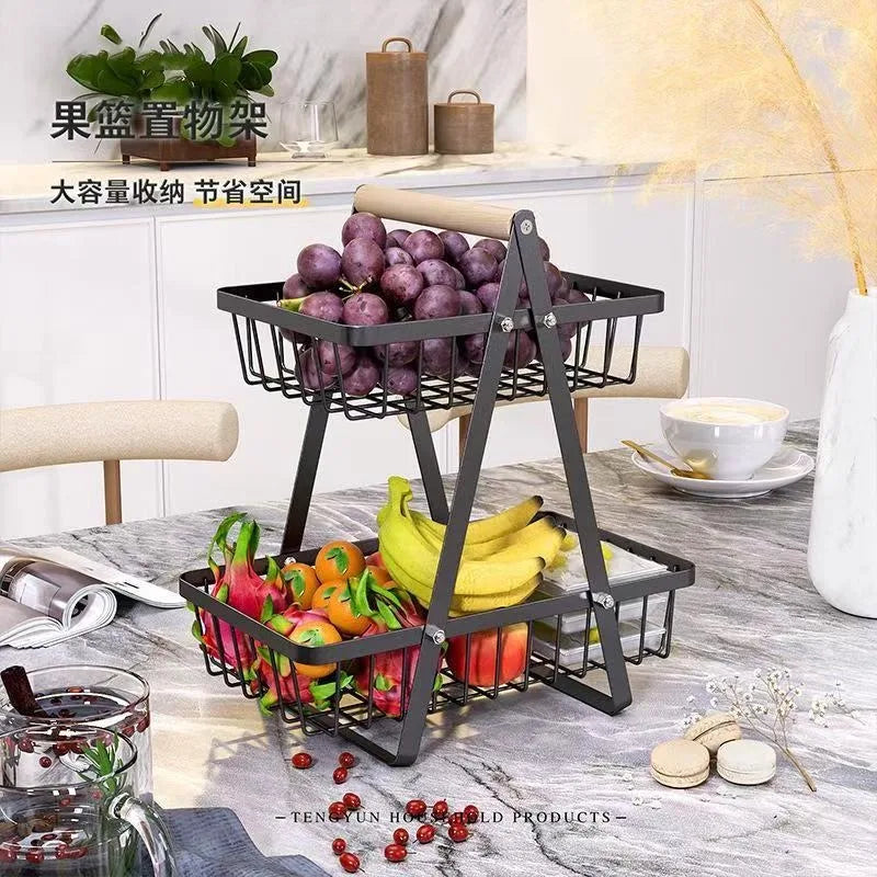Estante creativo retro para cesta de frutas, organizador multicapa para almacenamiento de snacks y frutos secos en el hogar y la sala de estar