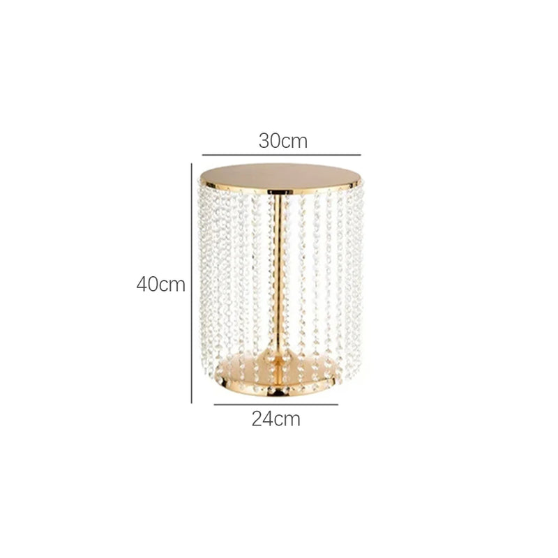 Présentoir Gâteau Doré à Perles Cristal