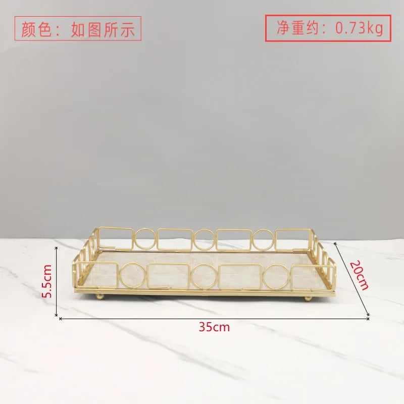 Plateau Marbre Métal Buffet