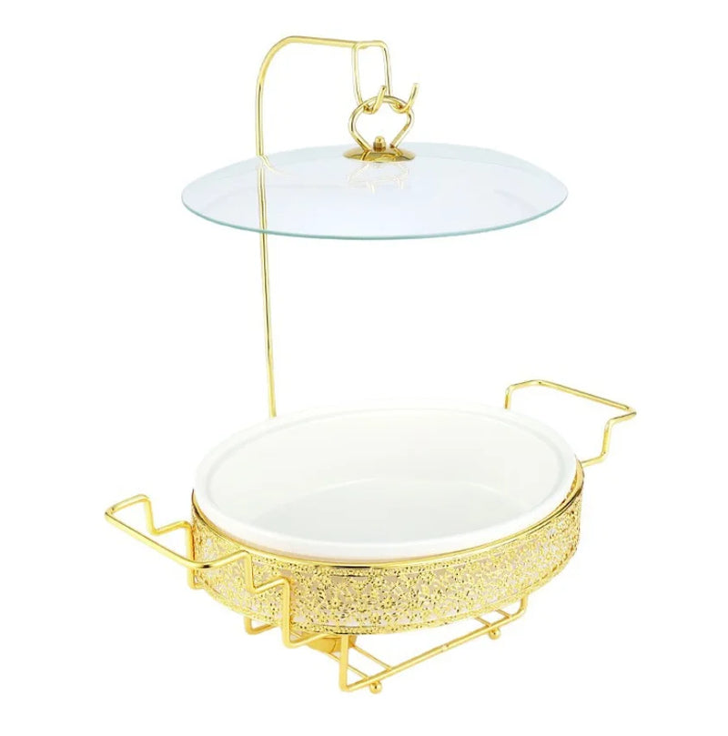 Chauffe-Plat Ovale Céramique Couvercle Verre Suspendu Mariage