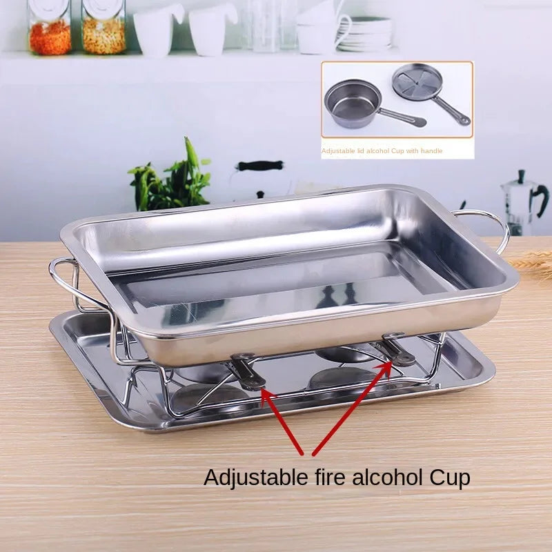 Chauffe-Plat de Table Rectangulaire Inox à Alcool